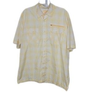 Reel Legends Button Up Fishing Shirt ~ Sz XL ~ Yellow ~ Short Sleeve